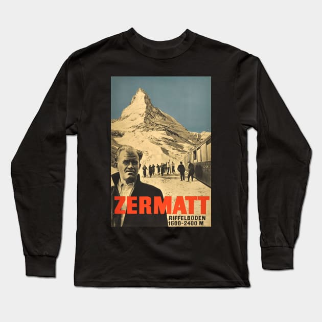 Zermatt, Switzerland,Ski Poster Long Sleeve T-Shirt by BokeeLee